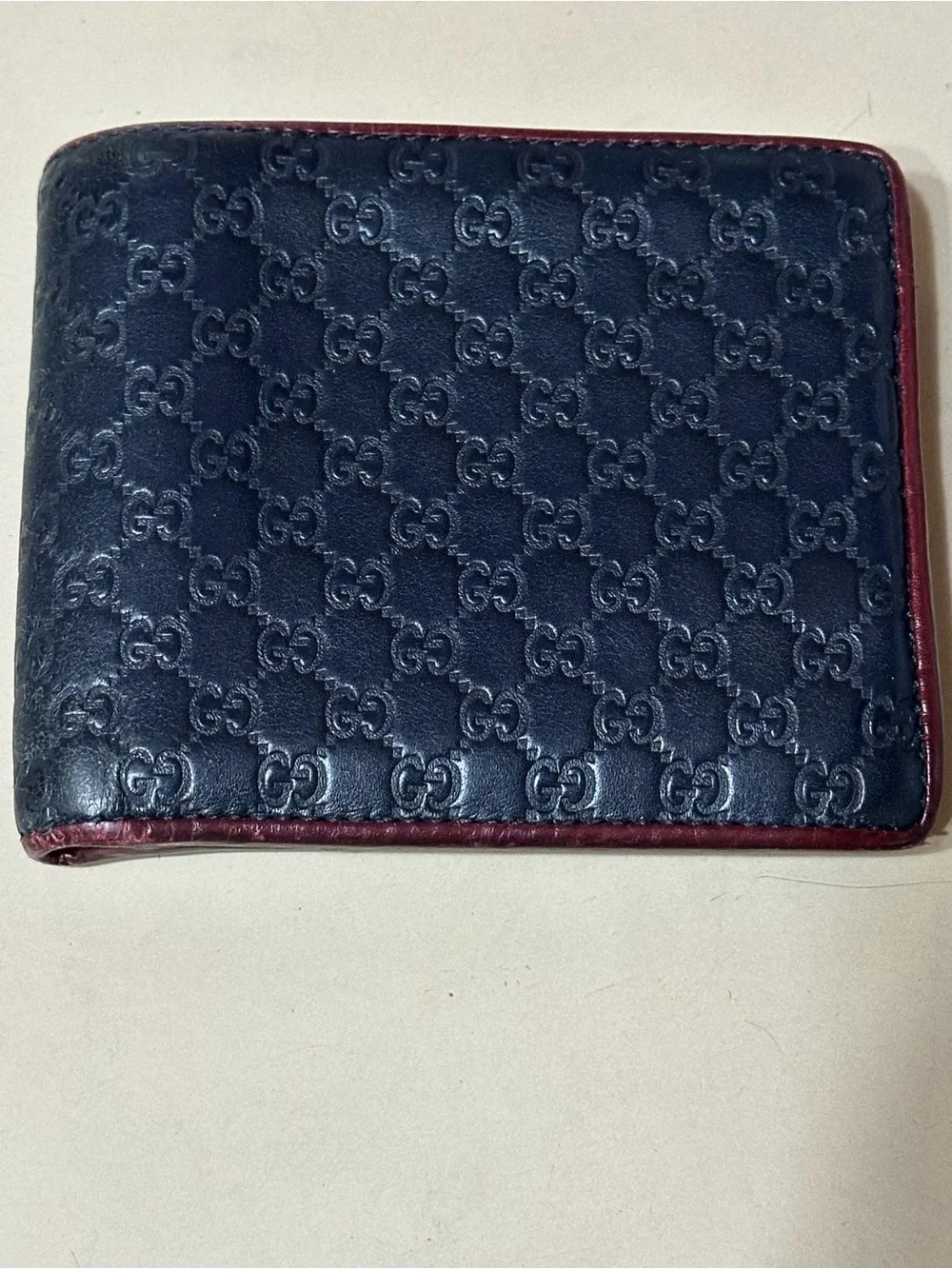 Gucci Navy & Burgundy Microguccissima GG Leather Bifold Wallet